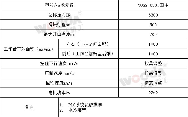 630噸錨桿托盤液壓機參數(shù)